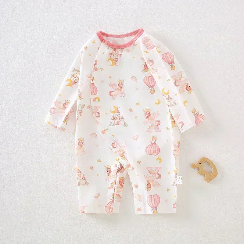 Cotton & Bamboo Muslin Long Sleeve Romper - Cute Whale - Organic Cotton Clubs
