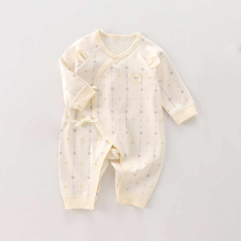 100% Cotton Long Sleeve Romper - Light Brown Bear - Organic Cotton Clubs