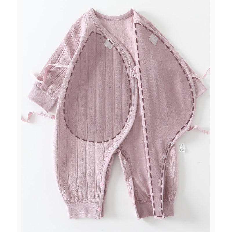 100% Cotton Long Sleeve Kimono Romper - Brown - Organic Cotton Clubs
