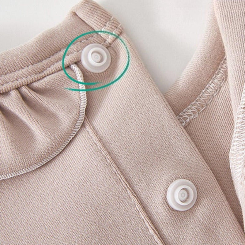 100% Cotton Snap-up Long-Sleeve Romper - Cookie & Bowknot