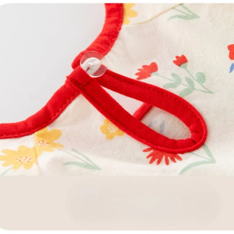 100% Cotton Short Sleeve Dress - Red Bowknot Garden - Organic Cotton Clubs