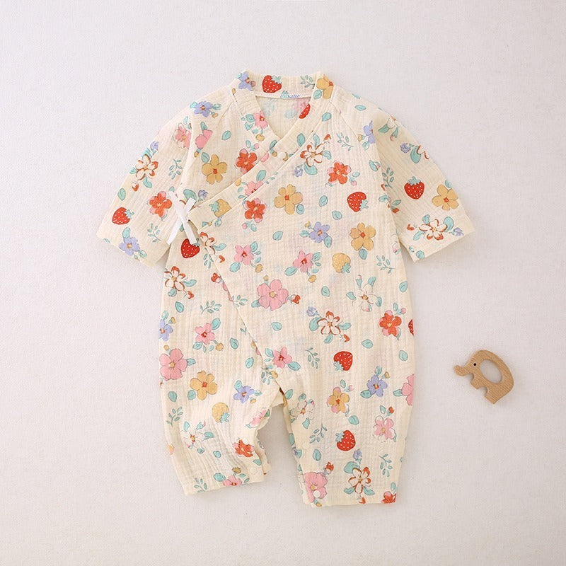 100% Cotton Long-Sleeve Kimono Romper - Little Tiger