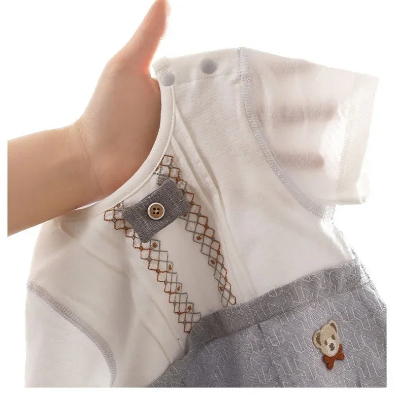 Cotton Short Sleeve Overhead Bodysuit - Brown Bear - Organic Cotton Clubs