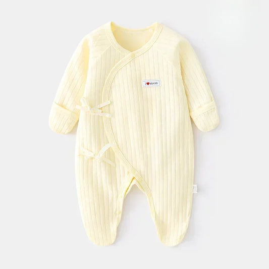 100% Cotton Footed Onesie with Mittens - Yellow - Organic Cotton Clubs