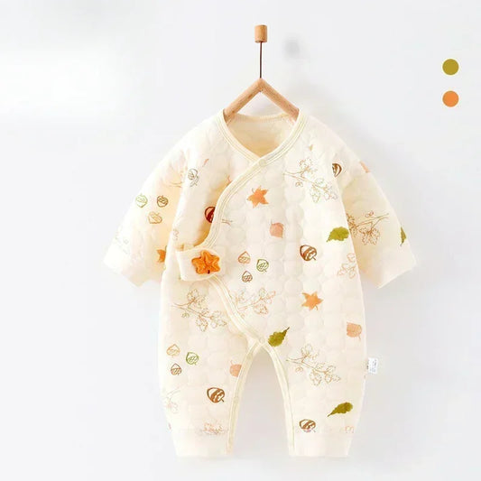 100% Cotton Warm Long Sleeve Romper with Velcro Closure - Bear - Organic Cotton Clubs