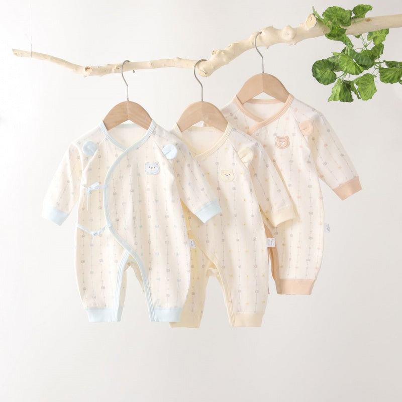 100% Cotton Long Sleeve Romper - Light Brown Bear - Organic Cotton Clubs