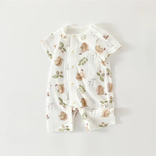 100% Cotton Short Sleeve Romper - Cute Squirrel - Organic Cotton Clubs