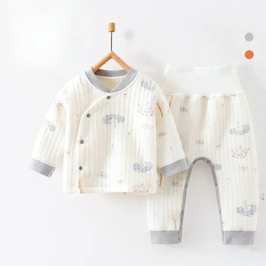 100% Cotton Warm Long Sleeve Long Sleeve Top & Pants Set- Pear - Organic Cotton Clubs