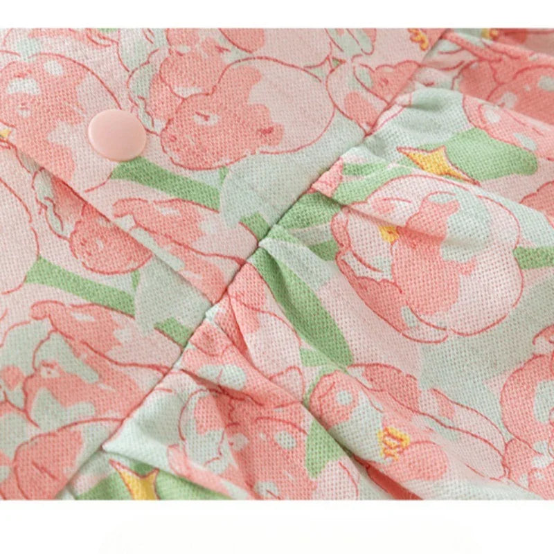 100% Cotton Flutter-Sleeve Dress - Pink Blossom - Organic Cotton Clubs