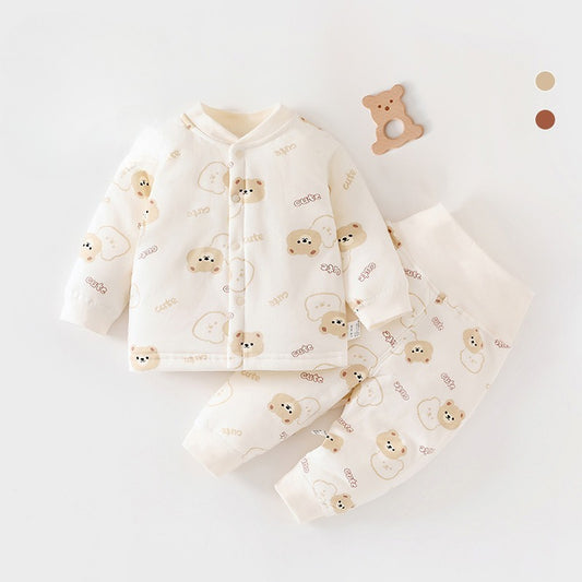 100% Cotton Long Sleeve Quilted Top & Pants Set- Teddy Bear