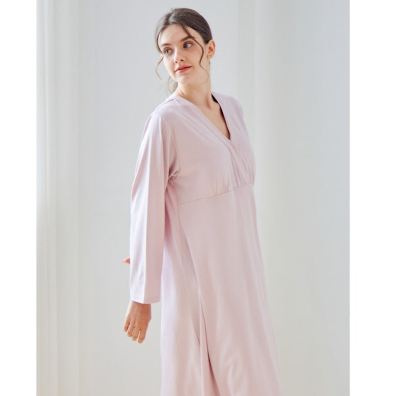 Cotton Snap-Up Maternity & Nursing Nightgown - Pink - Organic Cotton Clubs