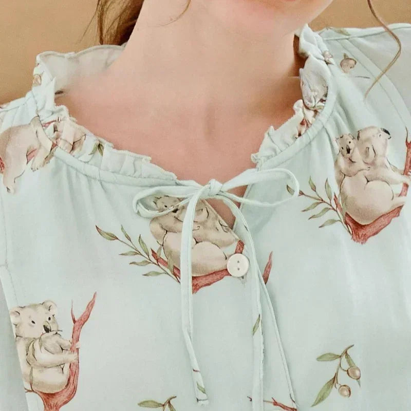 Organic Cotton Muslin Button-Up Maternity & Nursing Pajama - Morning Glory - Organic Cotton Clubs