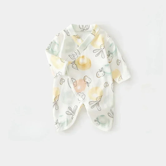 Cotton & Bamboo Muslin Long Sleeve Romper - Pumpkin