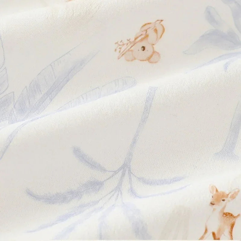 100% Cotton Long Sleeve Side-Snap Bodysuit - Blue Deer