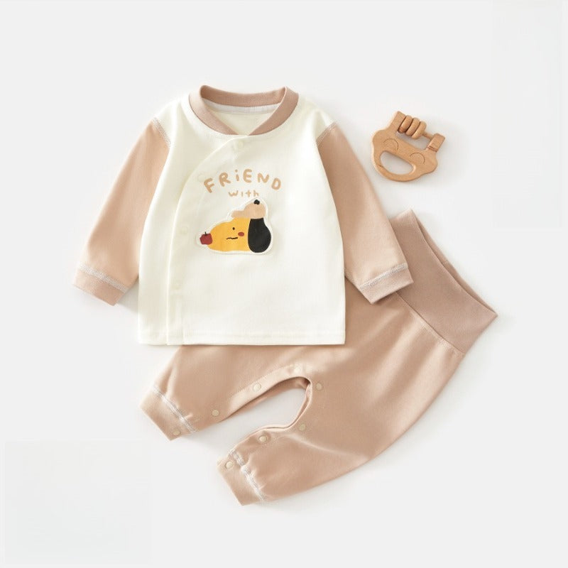 100% Cotton Long Sleeve Snap-Up Top & Pants Set - Musical Bear