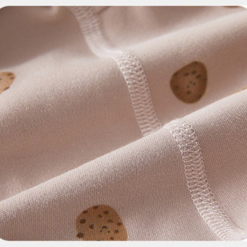 100% Cotton Snap-up Long-Sleeve Romper - Cookie & Bowknot