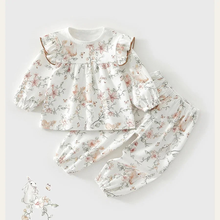 100% Cotton Long Sleeve Top & Pants Set - Fairy Garden