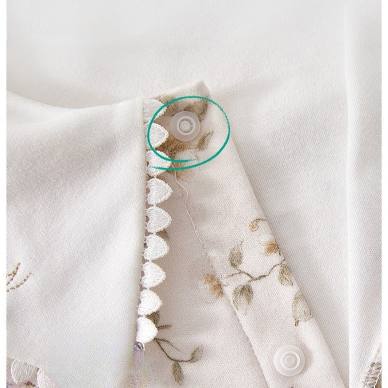 100% Cotton Snap-up Long-Sleeve Romper - Pink Dream Garden