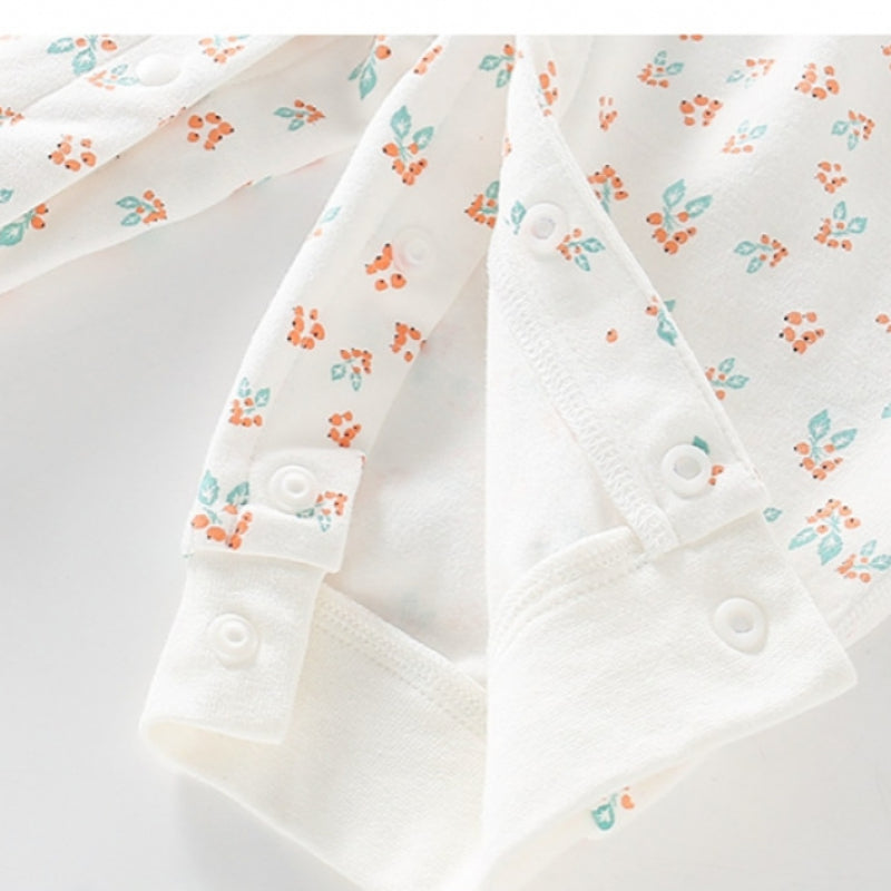 100% Cotton Long Sleeve Wrap Romper - Floral - Organic Cotton Clubs