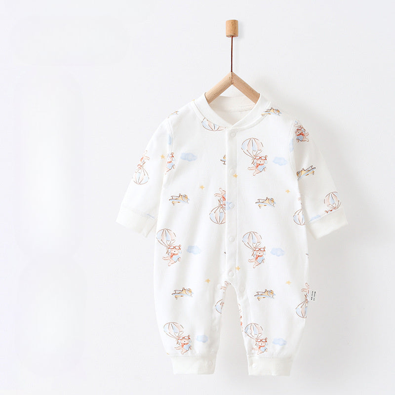 100% Cotton Snap-Up Long Sleeve Romper - Park - Organic Cotton Clubs
