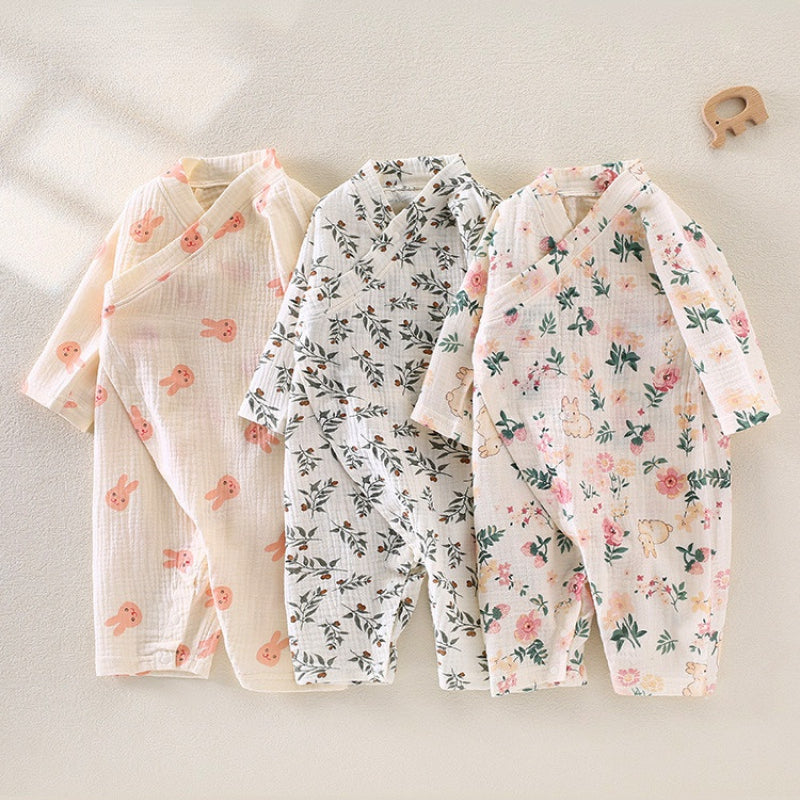100% Cotton Muslin Long Sleeve Romper - Brown Bear - Organic Cotton Clubs