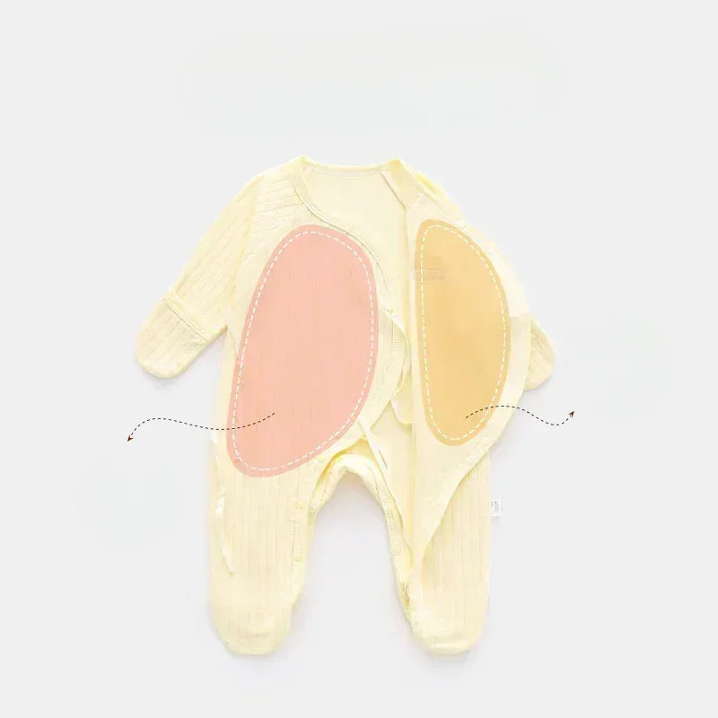 100% Cotton Footed Onesie with Mittens - Yellow - Organic Cotton Clubs