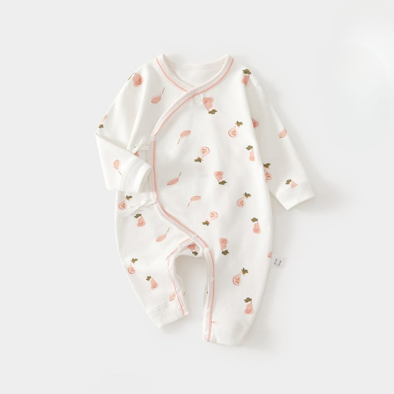 100% Cotton Long Sleeve Romper - Pink Pear - Organic Cotton Clubs