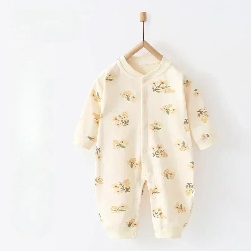 100% Cotton Snap-Up Long Sleeve Romper - Leopard - Organic Cotton Clubs