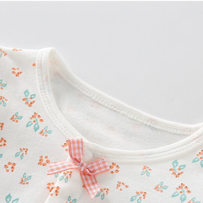 100% Cotton Long Sleeve Floral Bodysuit - Bunny Garden - Organic Cotton Clubs