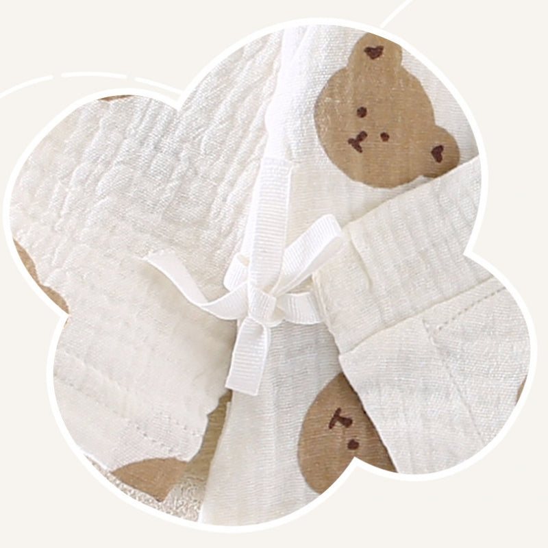 100% Cotton Muslin Long Sleeve Romper - Brown Bear - Organic Cotton Clubs