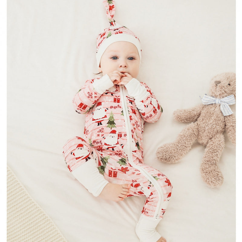 🎄Bamboo Zipper One-Piece - Snow House - Organic Cotton Clubs