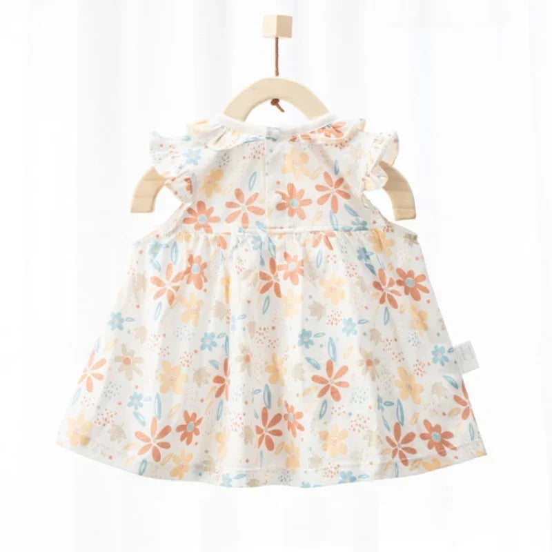 100% Cotton Flutter-Sleeve Dress - Cute Flowers - Organic Cotton Clubs
