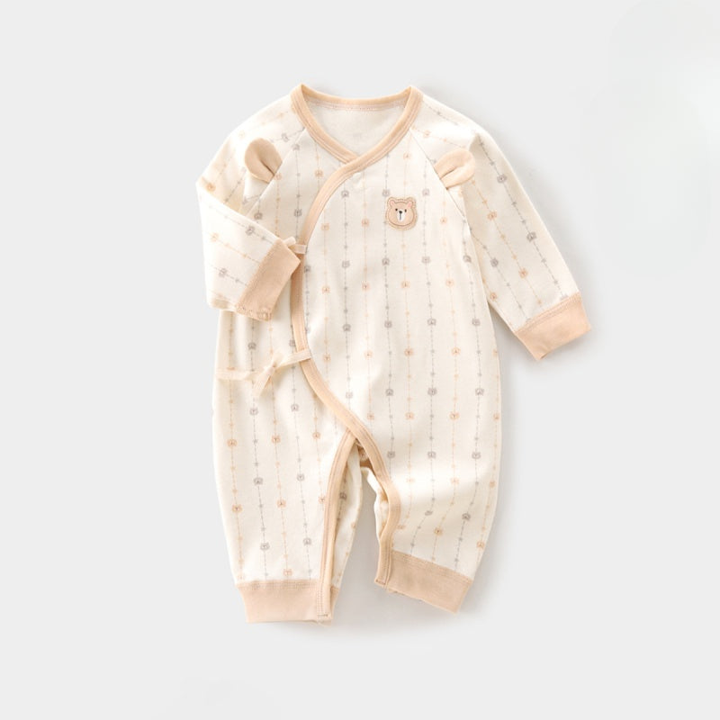 100% Cotton Long Sleeve Romper - Light Brown Bear - Organic Cotton Clubs