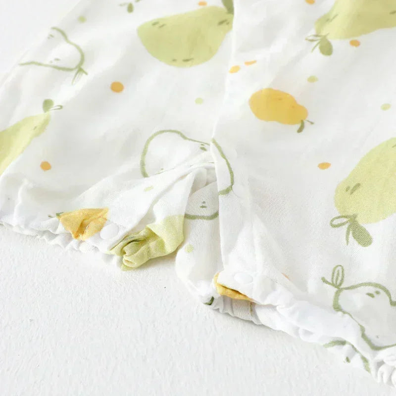 Cotton & Bamboo Muslin Short Sleeve Romper - Water Lily - Organic Cotton Clubs