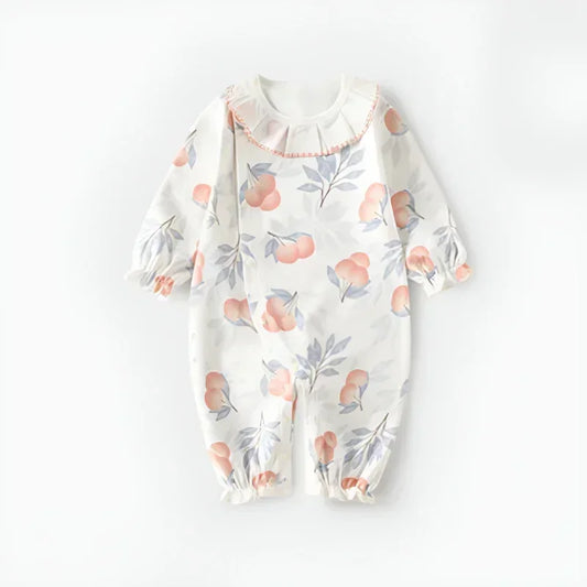 100% Cotton Long Sleeve Floral Romper - Asiatic Apple - Organic Cotton Clubs
