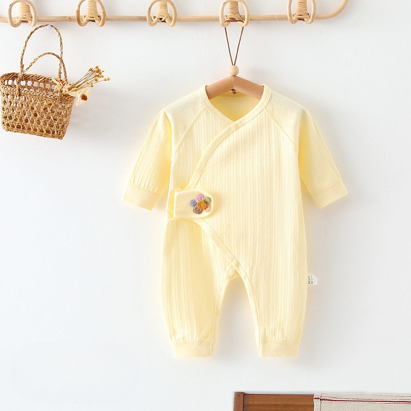 100% Cotton Long Sleeve Romper with Velcro Closure - Blue Flower - Organic Cotton Clubs