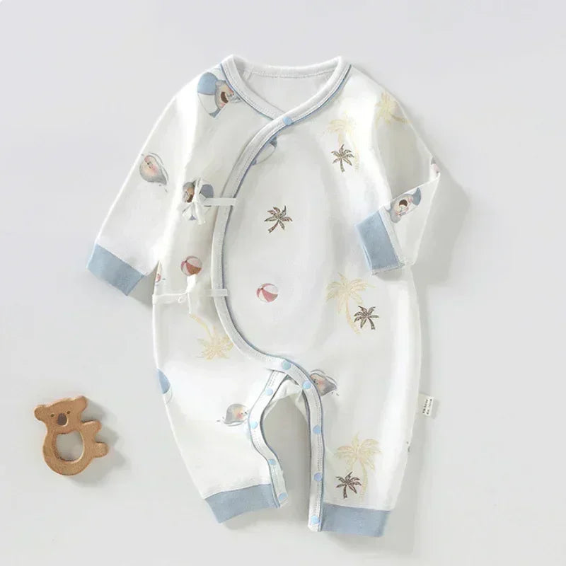 100% Cotton Long Sleeve Kimono Romper - Brown Bear - Organic Cotton Clubs