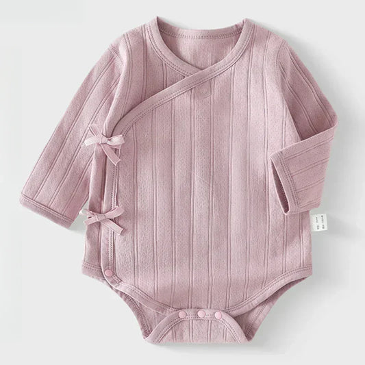 100% Cotton Long Sleeve Kimono Bodysuit - Brown - Organic Cotton Clubs