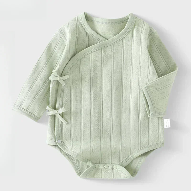 100% Cotton Long Sleeve Kimono Bodysuit - Brown - Organic Cotton Clubs