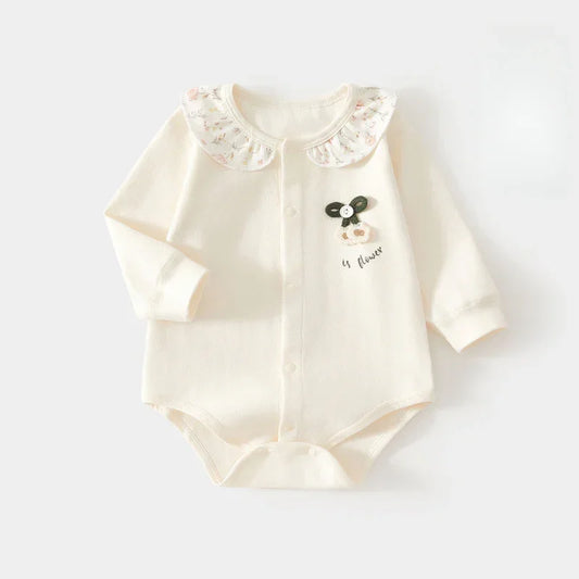 Cotton Long Sleeve Snap-Up Bodysuit - Little Flower - Organic Cotton Clubs