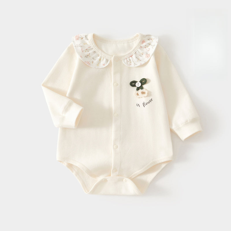 Cotton Long Sleeve Snap-Up Bodysuit - Little Flower - Organic Cotton Clubs