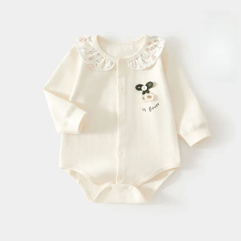 Cotton Long Sleeve Snap-Up Bodysuit - Little Flower - Organic Cotton Clubs