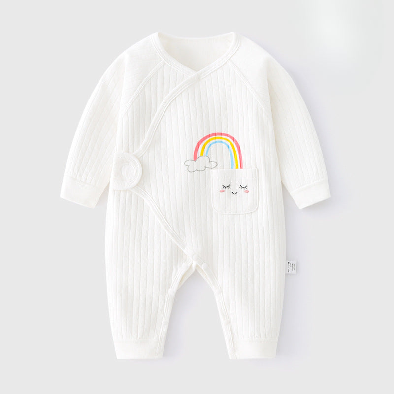 100% Cotton Long Sleeve Romper with Velcro Closure - Tiger - Organic Cotton Clubs