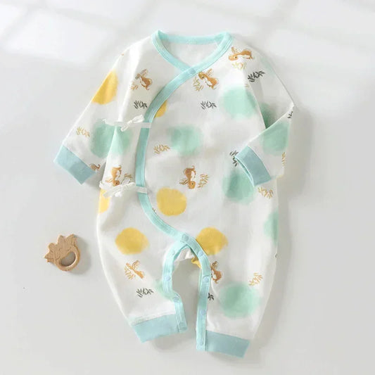 100% Cotton Long Sleeve Kimono Romper - Colorful Dragon