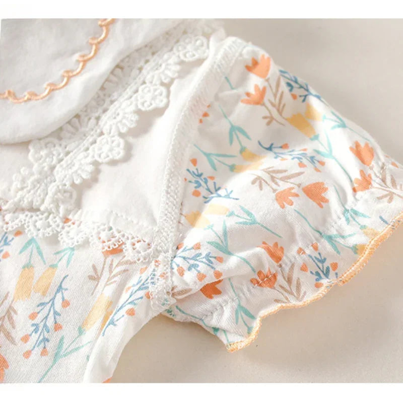 100% Cotton Short Sleeve Snap-Up Romper - Pink Floral - Organic Cotton Clubs