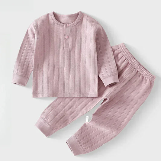 100% Cotton Long Sleeve Top & Pants Set- Brown - Organic Cotton Clubs