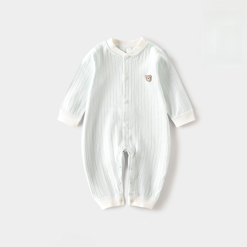 100% Cotton Long Sleeve Snap-Up Romper - Yellow Bear - Organic Cotton Clubs