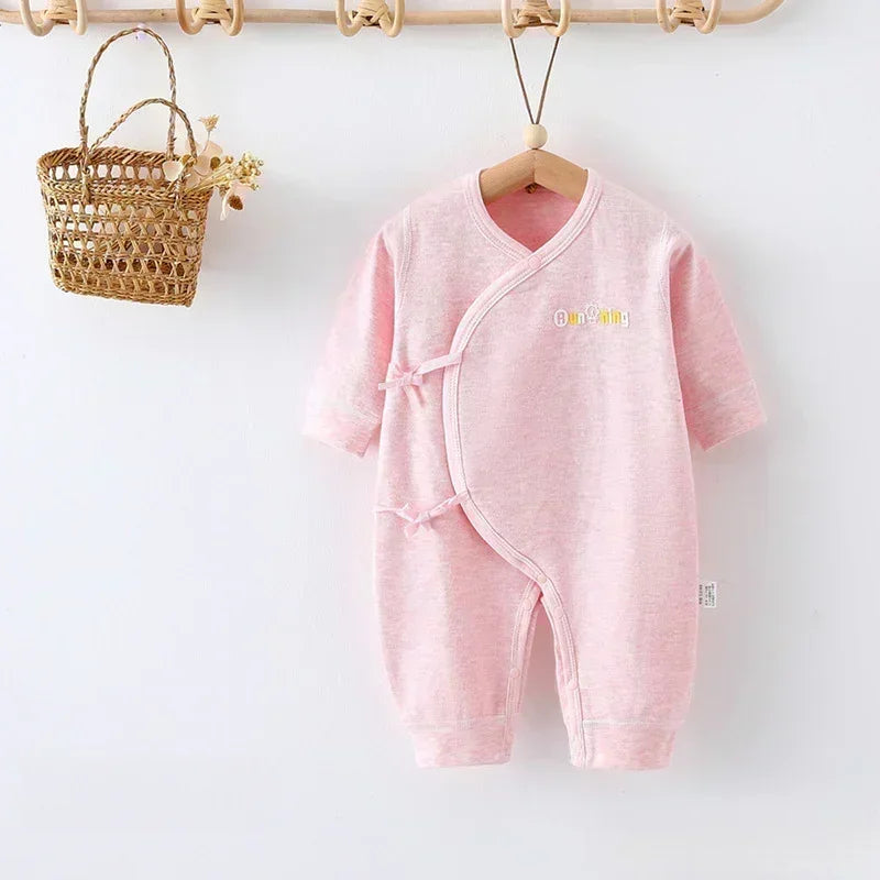 Cotton Long Sleeve Kimono Romper - Gray Stripe - Organic Cotton Clubs