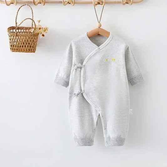 Cotton Long Sleeve Kimono Romper - Gray Stripe - Organic Cotton Clubs