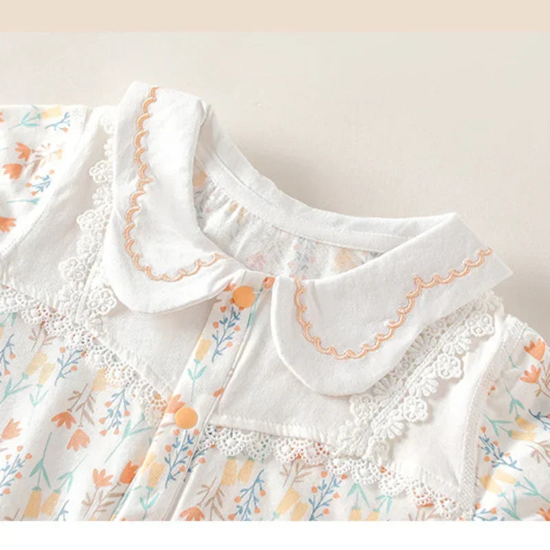 100% Cotton Short Sleeve Snap-Up Romper - Pink Floral - Organic Cotton Clubs